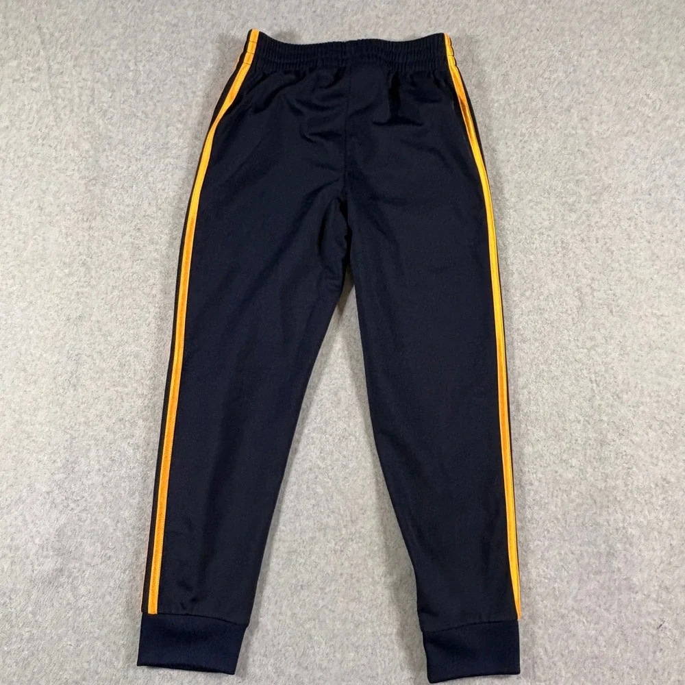 Adidas Boys Navy Blue Orange Stripe Track Pants Joggers Size 8